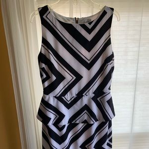 🐥 Cache Black & White Striped Peplum Dress Size 2